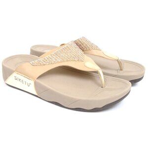 Siketu Women's 10 Rhinestone Bling Comfort Thong Slip On Wedge Flip Flop NEW